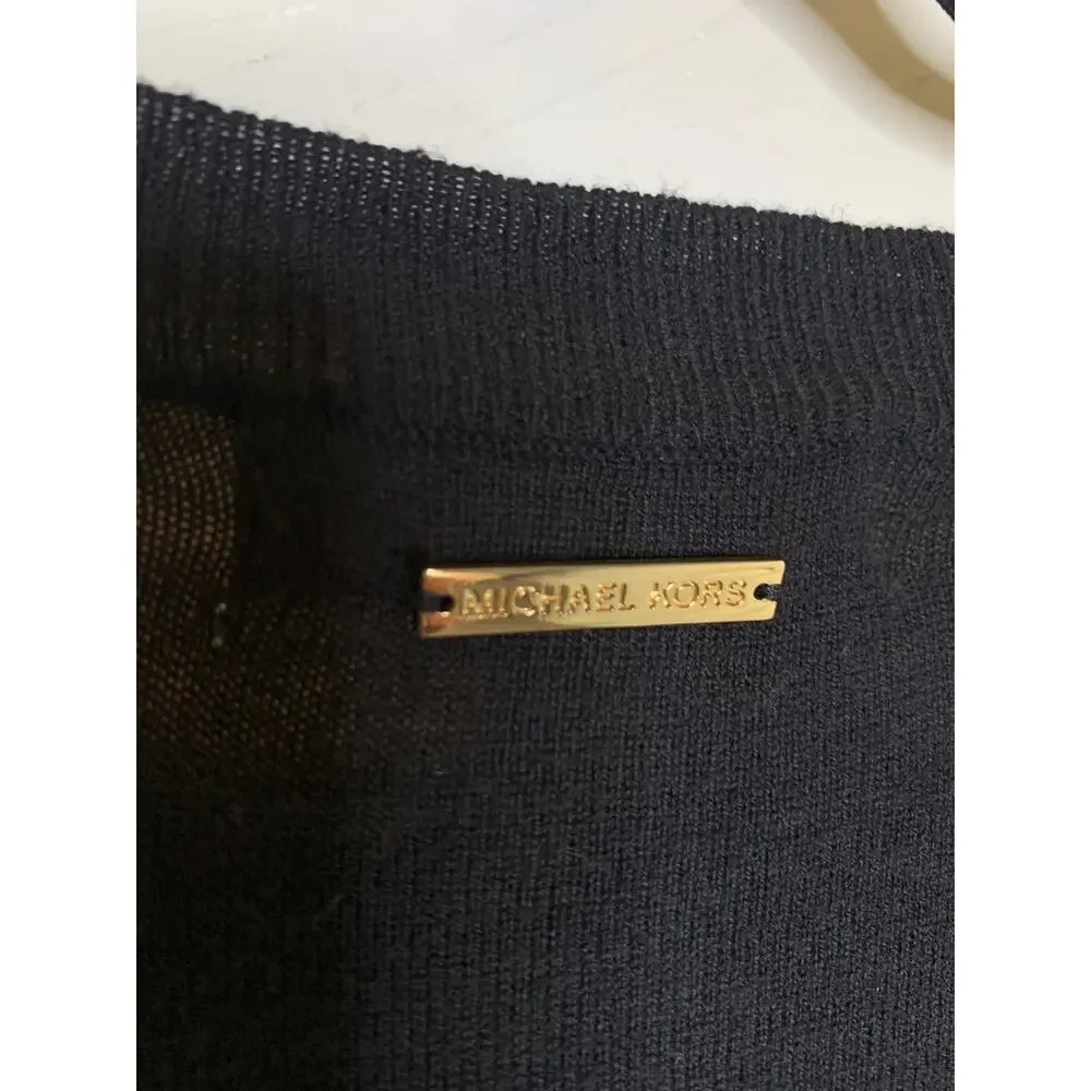 Michael Kors Black V Neck Light Weight Sweater Sz Small